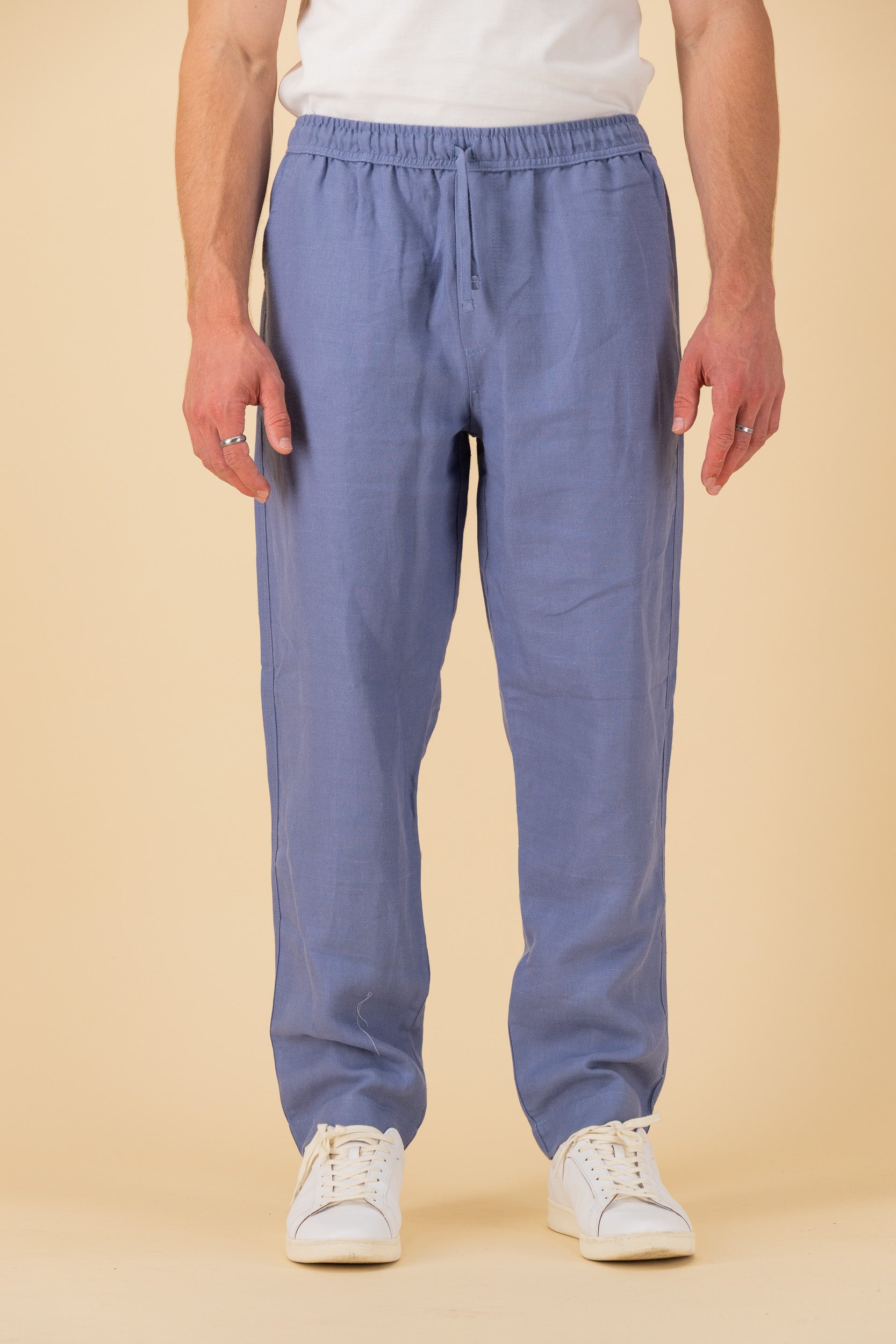 Comfort Pants 100% Linen Twill Denim, front view