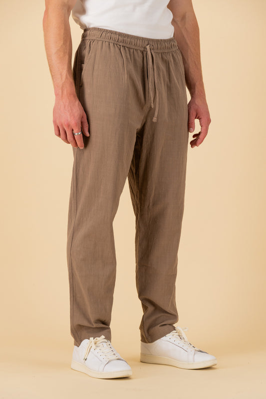 Comfort Pants Cotton Crinkle Taupe, side view