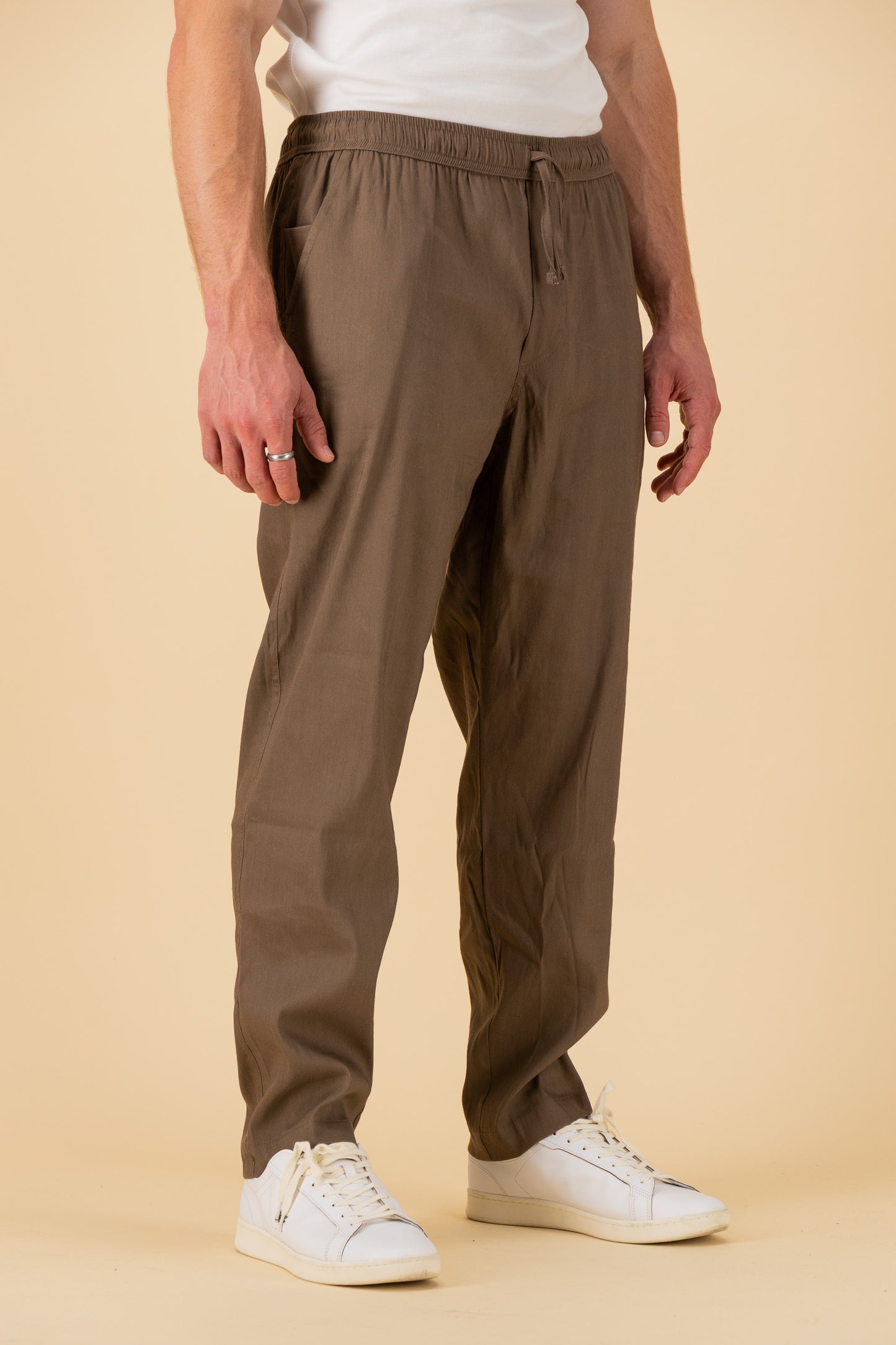 Comfort Pants Linen Viscose Lycra Chocolate, side view