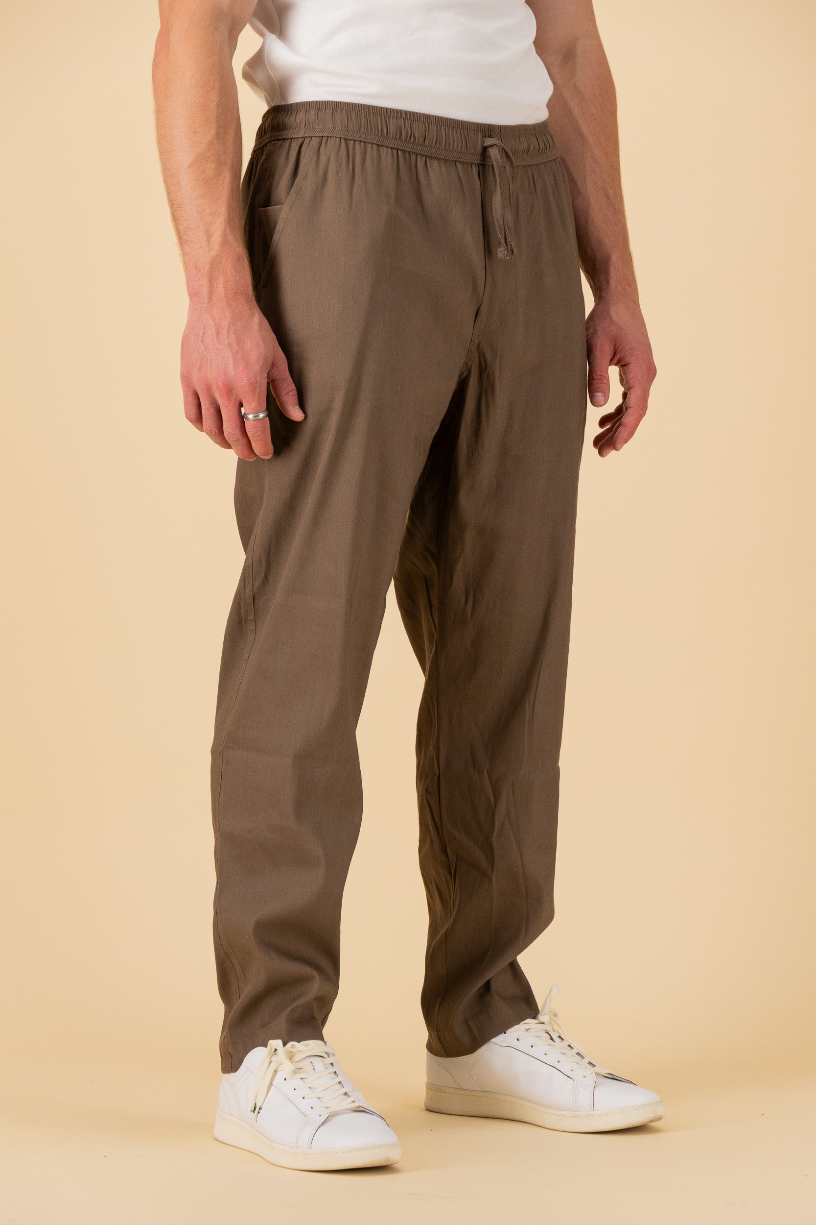 Comfort Pants Linen Viscose Lycra Chocolate, side view