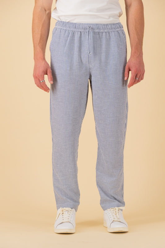Comfort Pants Nylon Rayon Thin Stripe Denim, front view