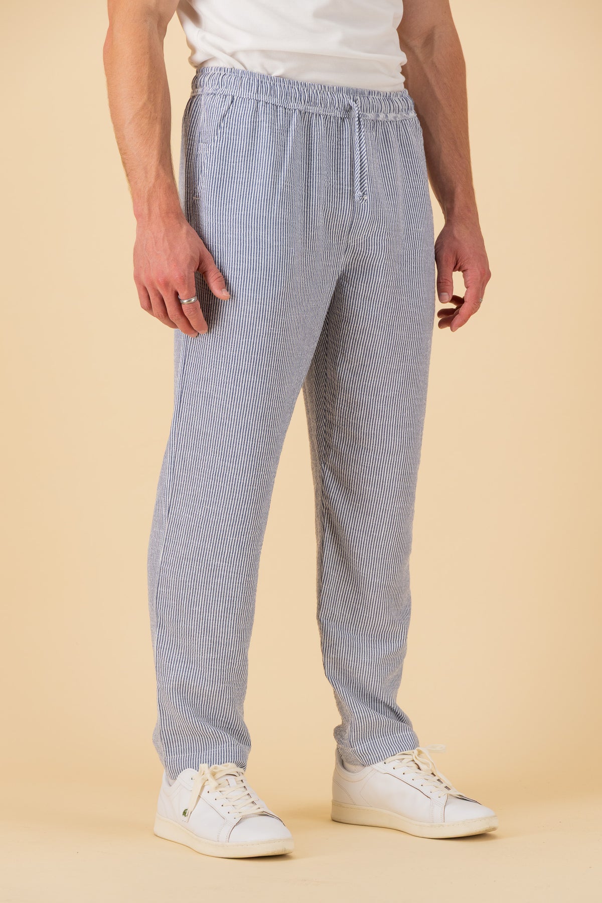 Comfort Pants Nylon Rayon Thin Stripe Denim, side view