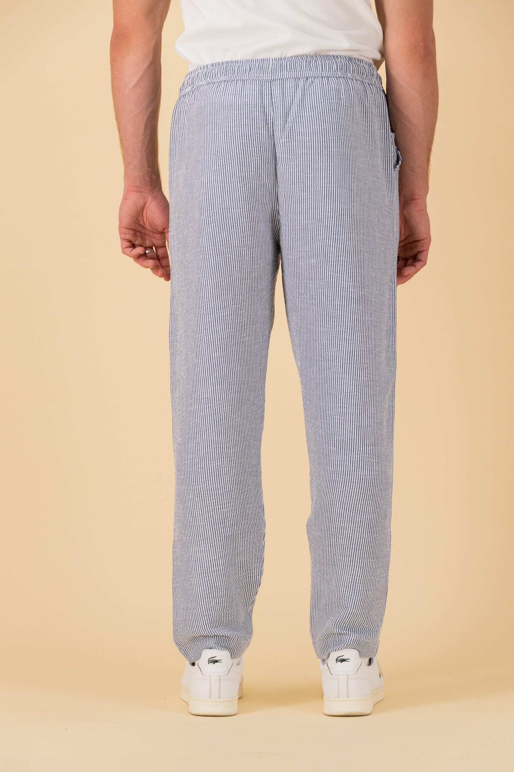 Comfort Pants Nylon Rayon Thin Stripe Denim, back view
