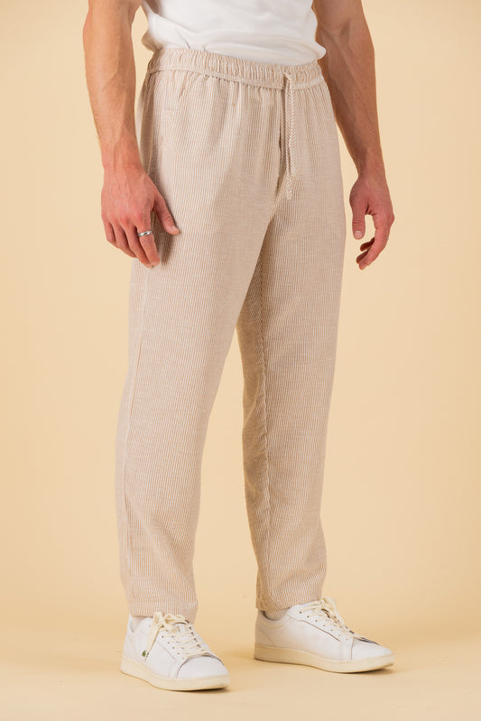Comfort Pants Nylon Rayon Thin Stripe Mocha, side view