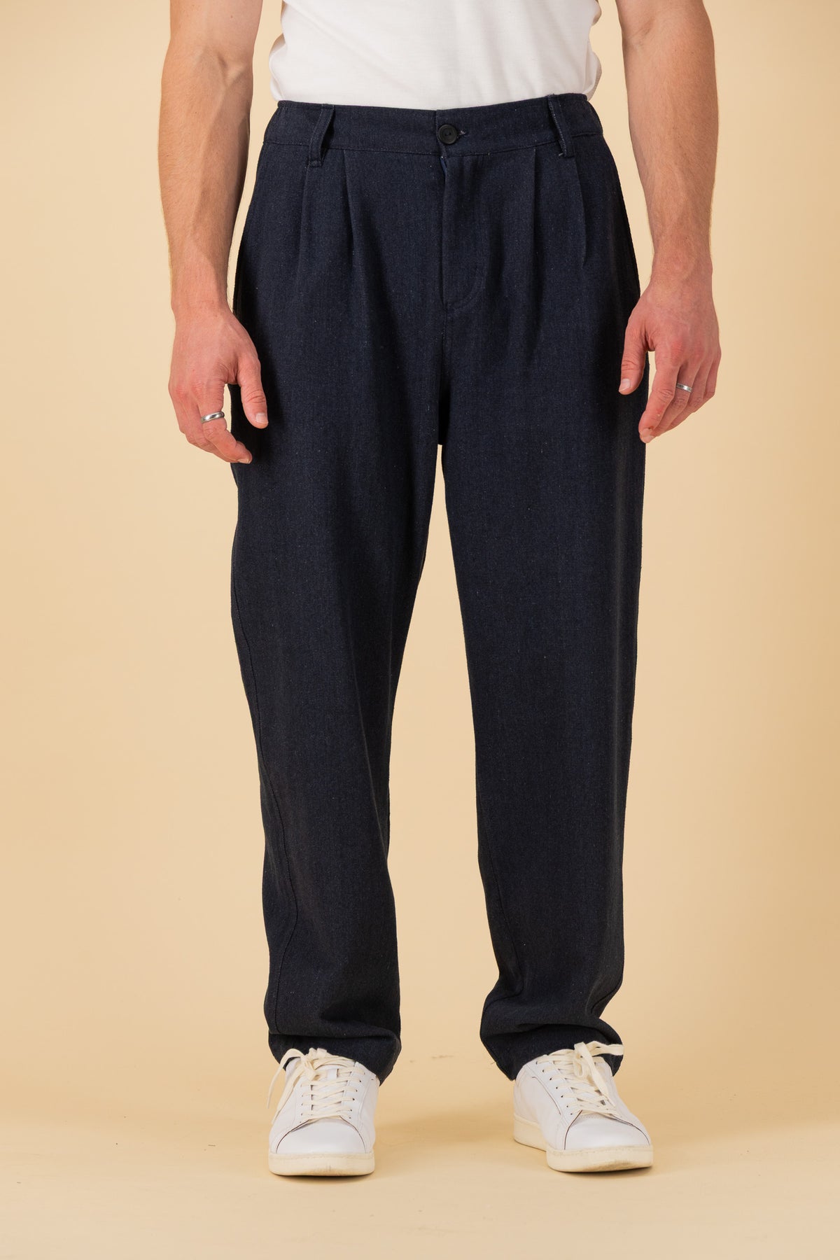 Comfort Vintage Pants Cotton Washed Dark Denim, front view
