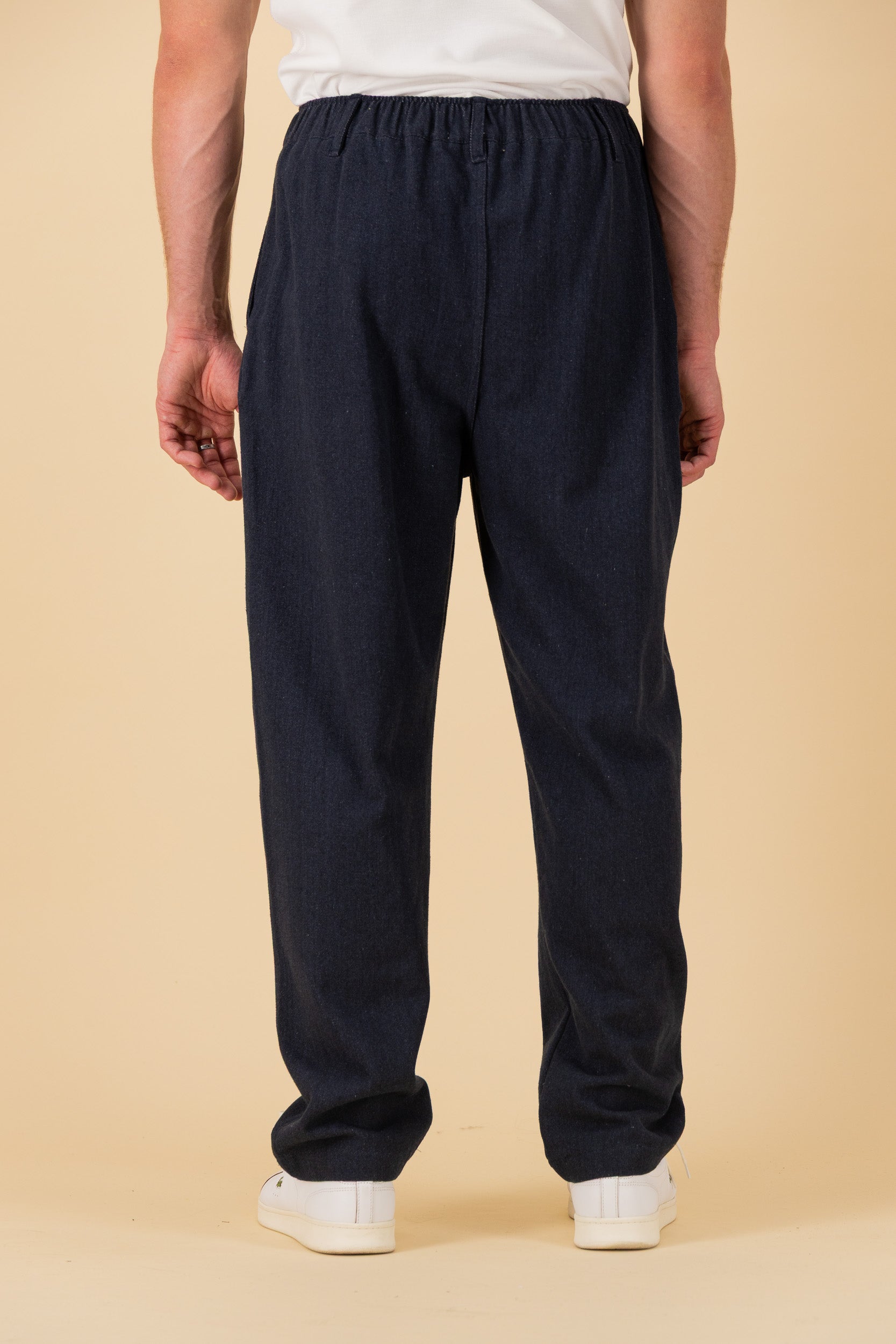 Comfort Vintage Pants Cotton Washed Dark Denim, back view