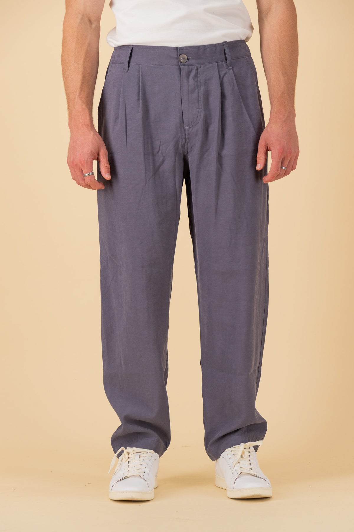 Comfort Vintage Pants Lyocell Petrol Blue, front view