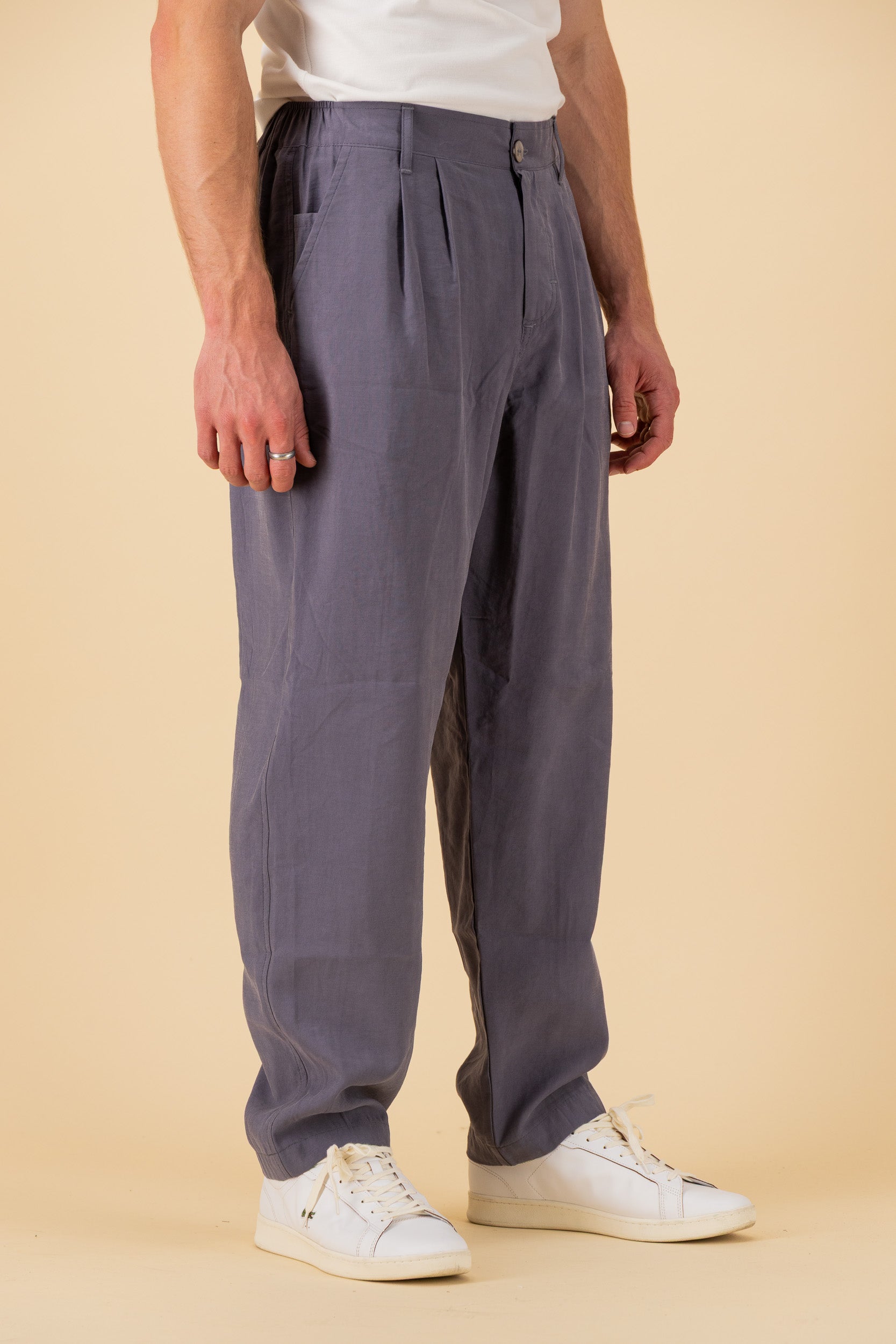 Comfort Vintage Pants Lyocell Petrol Blue, side view