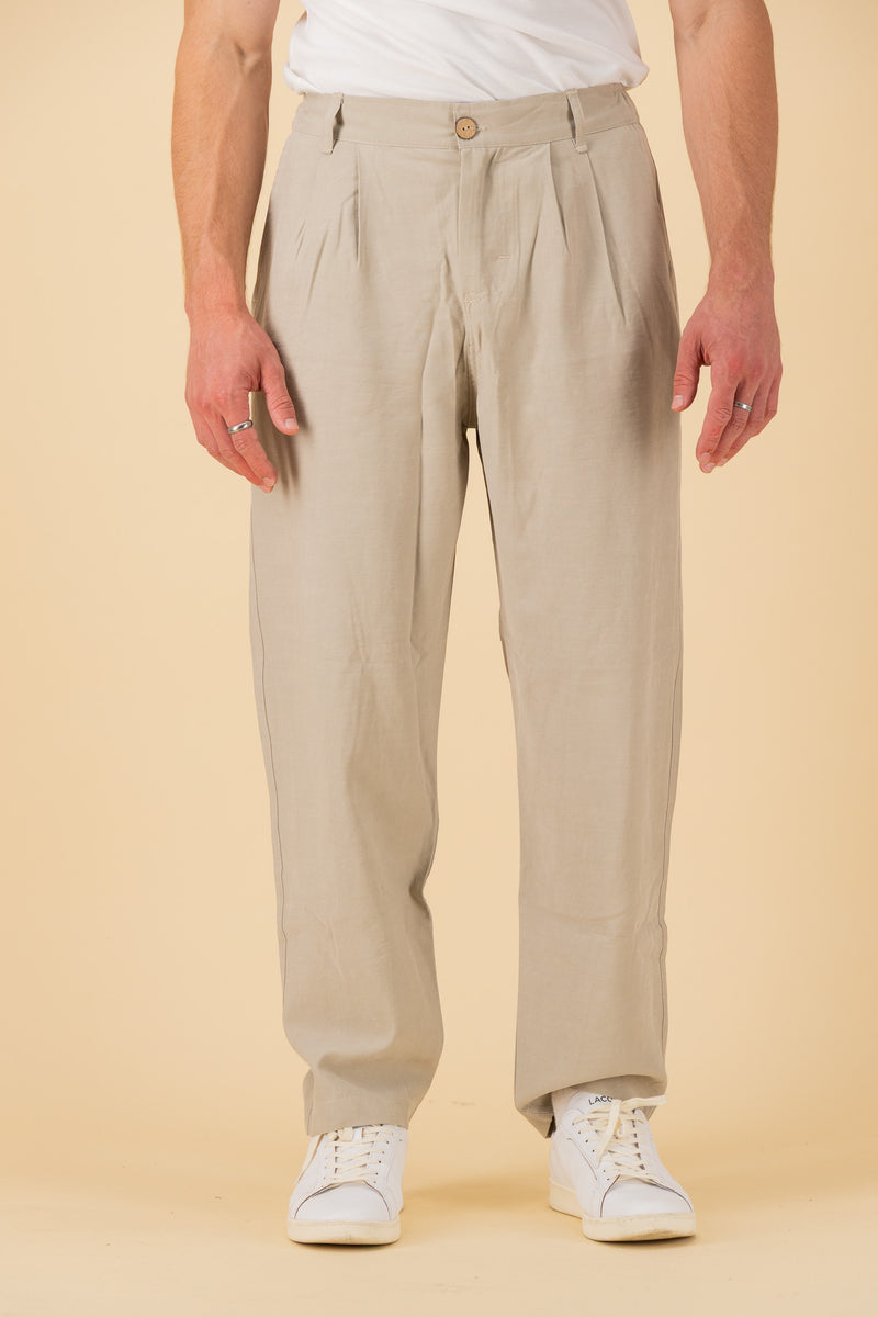 Comfort Vintage Pants Lyocell Stone, front view