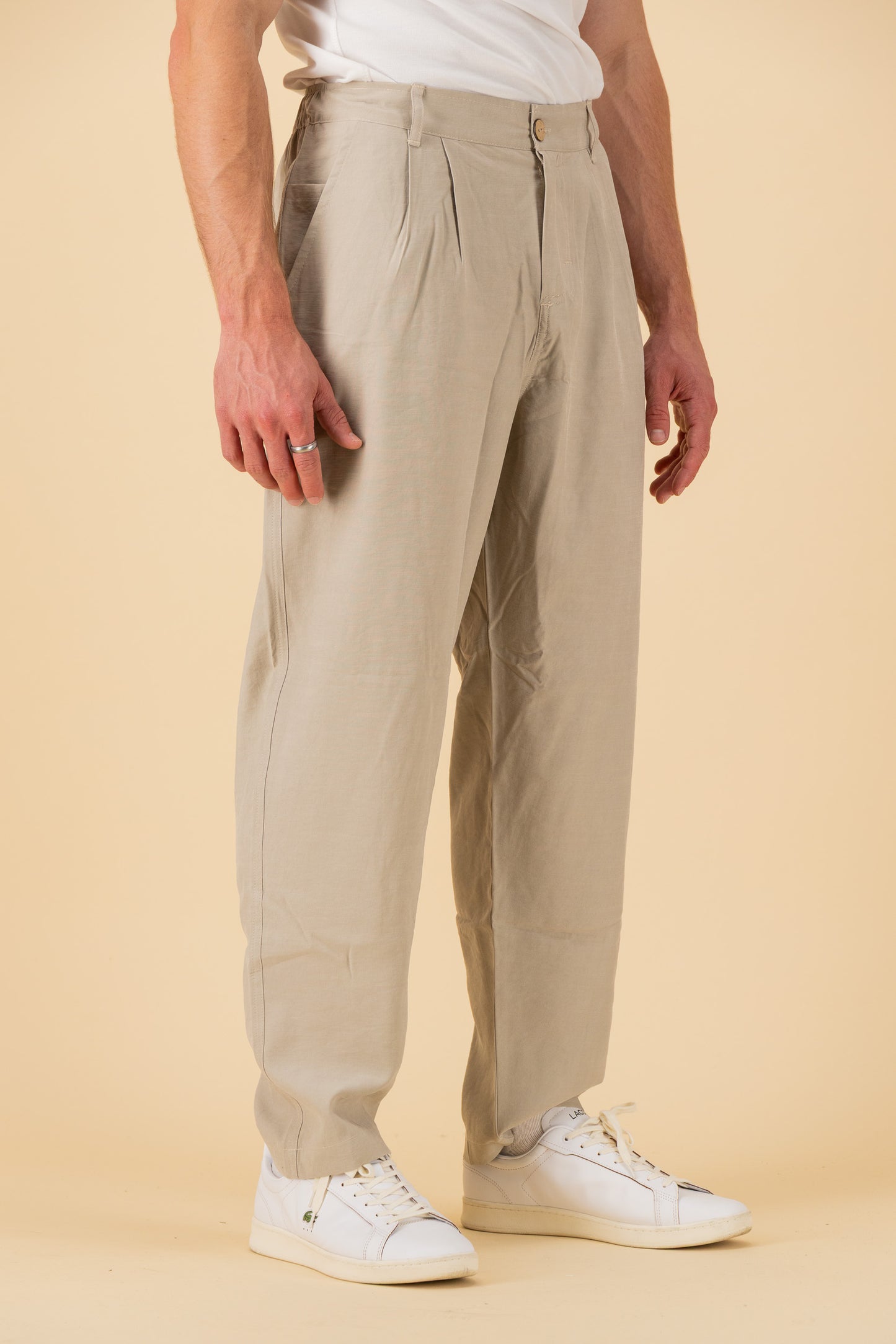 Comfort Vintage Pants Lyocell Stone, side view