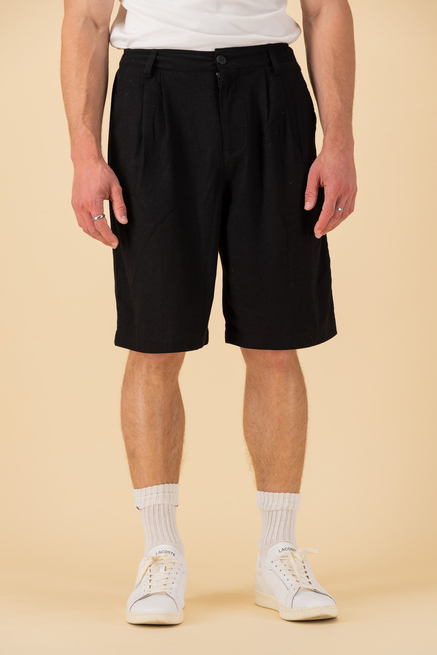 Comfort Vintage Shorts Linen Viscose Black, front view