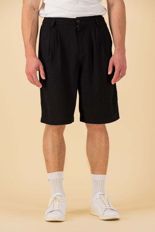 Comfort Vintage Shorts Linen Viscose Black, front view