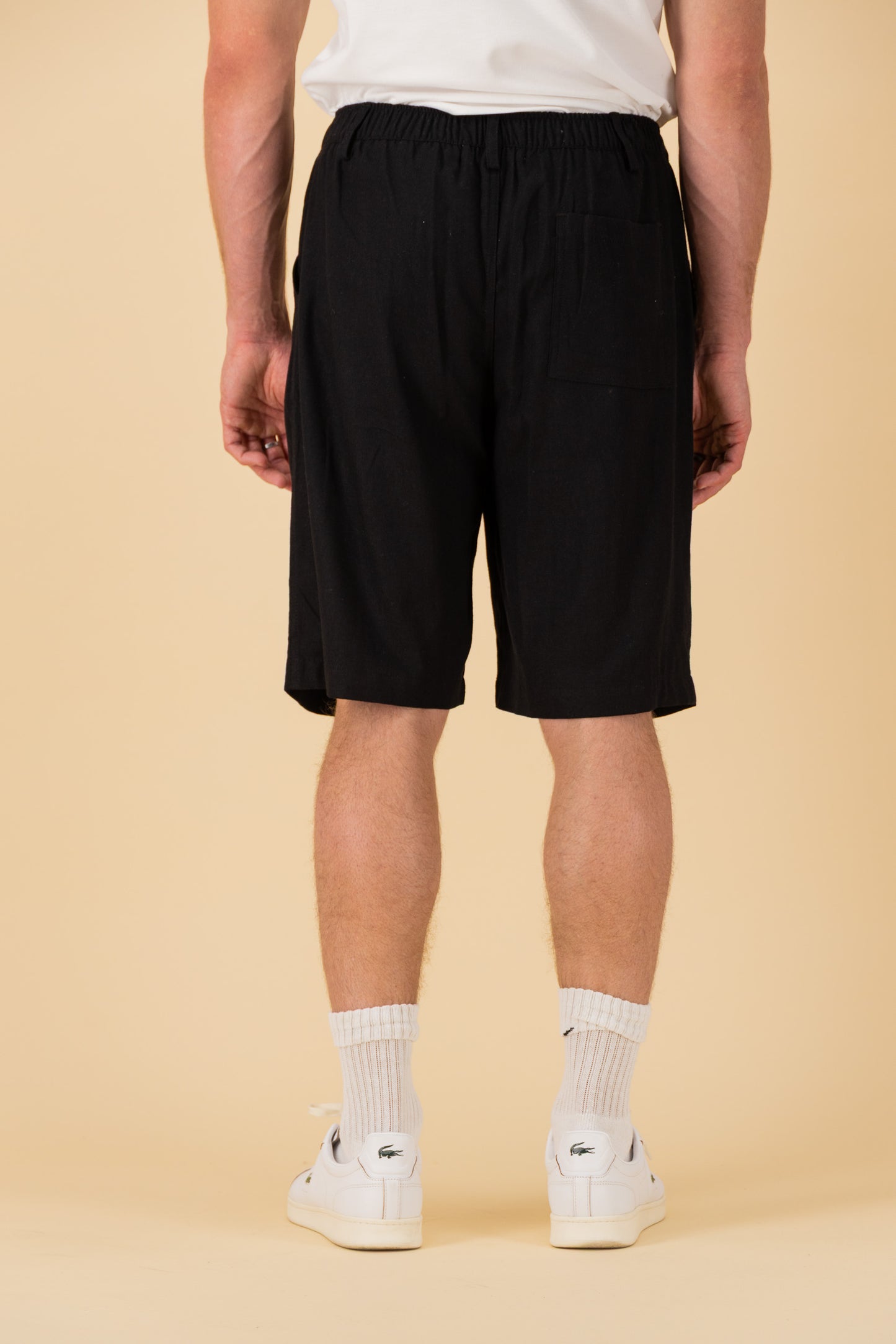 Comfort Vintage Shorts Linen Viscose Black, back view