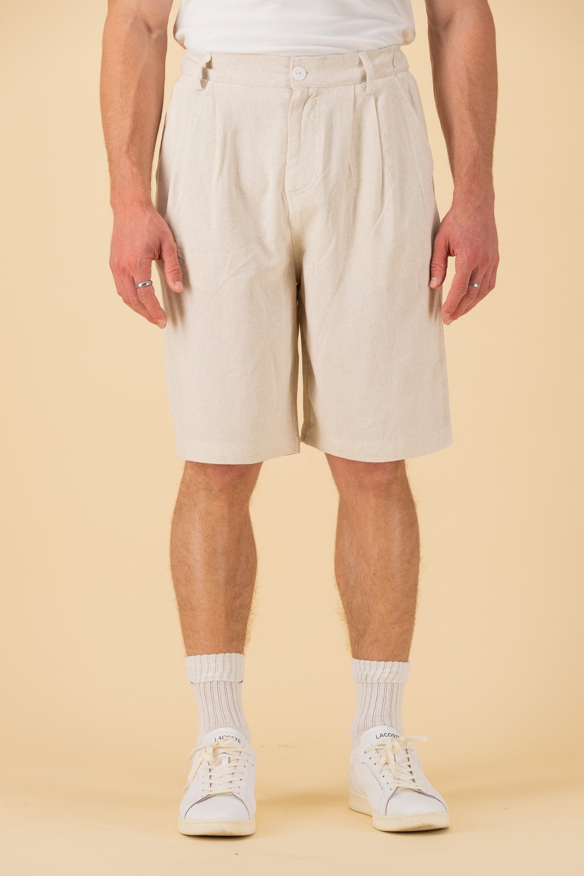 Comfort Vintage Shorts Linen Viscose Oat, front view