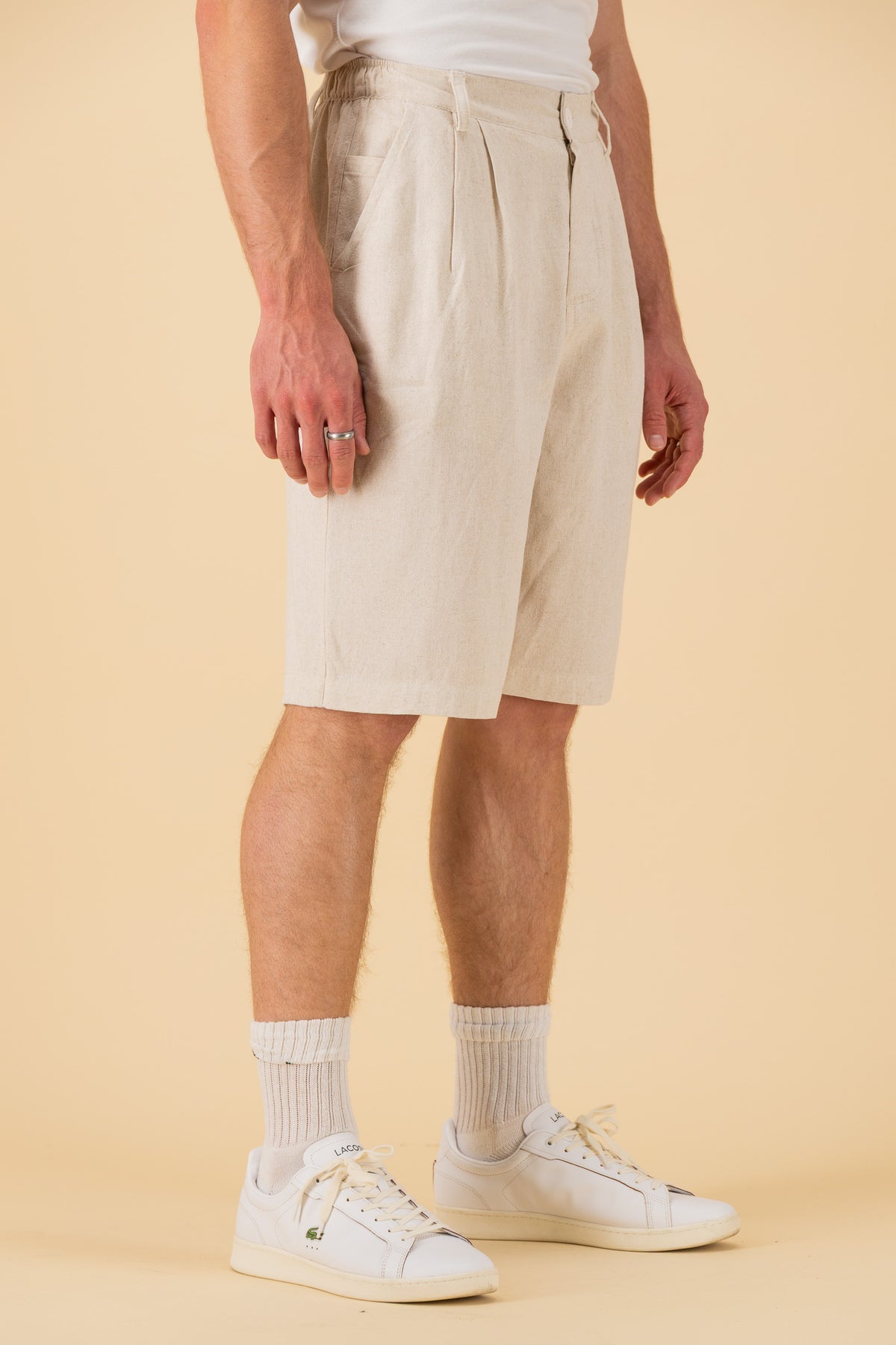Comfort Vintage Shorts Linen Viscose Oat, side view