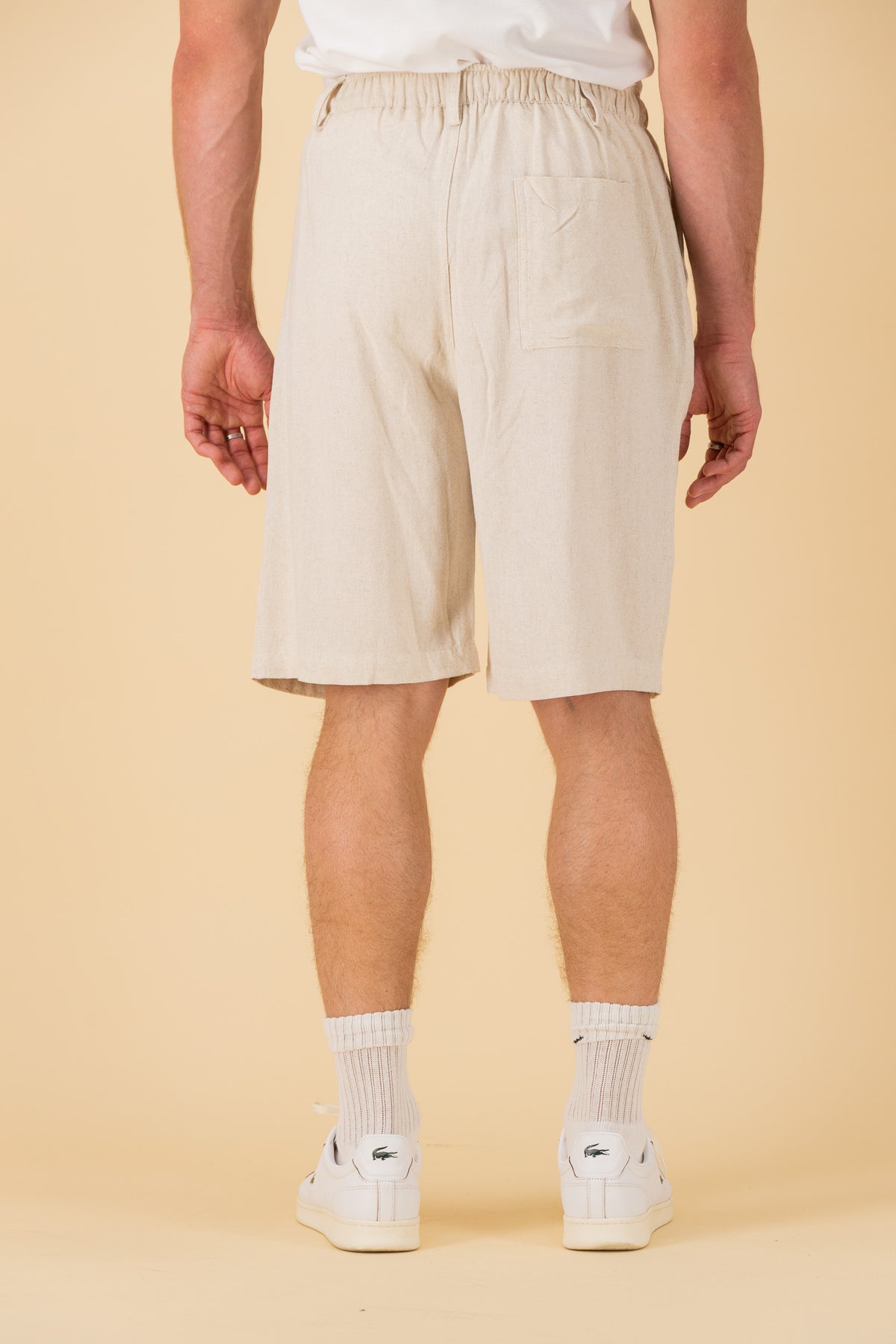 Comfort Vintage Shorts Linen Viscose Oat, back view