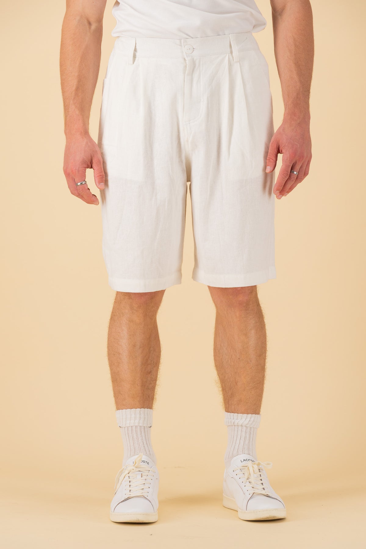 Comfort Vintage Shorts Linen Viscose Off-White, front view