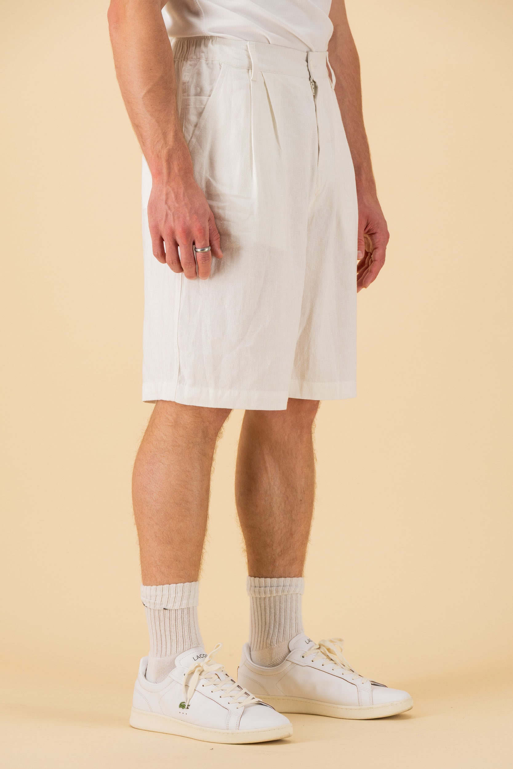 Comfort Vintage Shorts Linen Viscose Off-White, side view