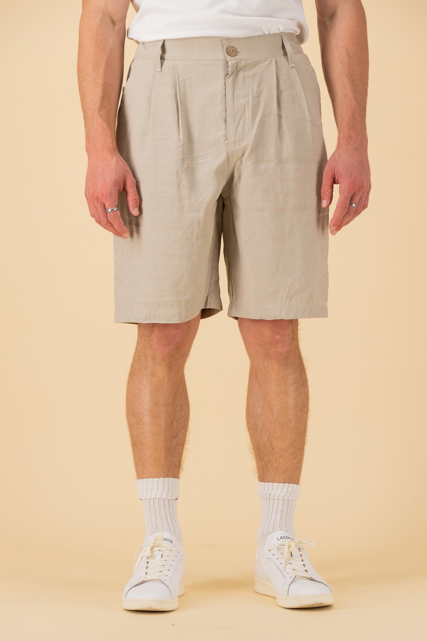 Comfort Vintage Shorts Lyocell Stone, front view