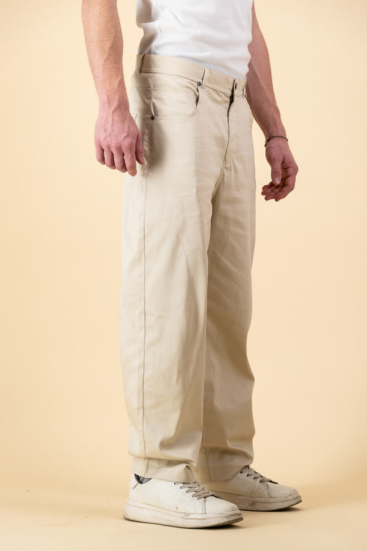 Cotton Barrel Jeans Cream