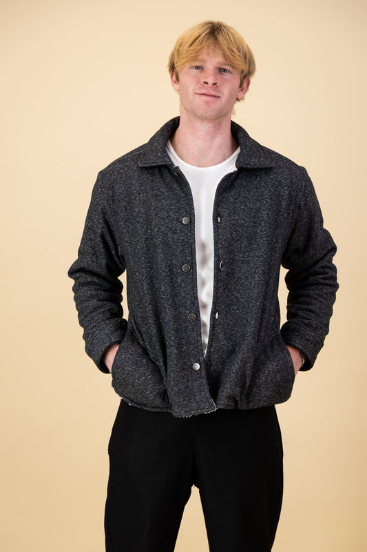 Shacket Cotton Fleece Charcoal Marle