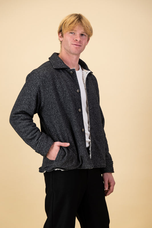 Shacket Cotton Fleece Charcoal Marle