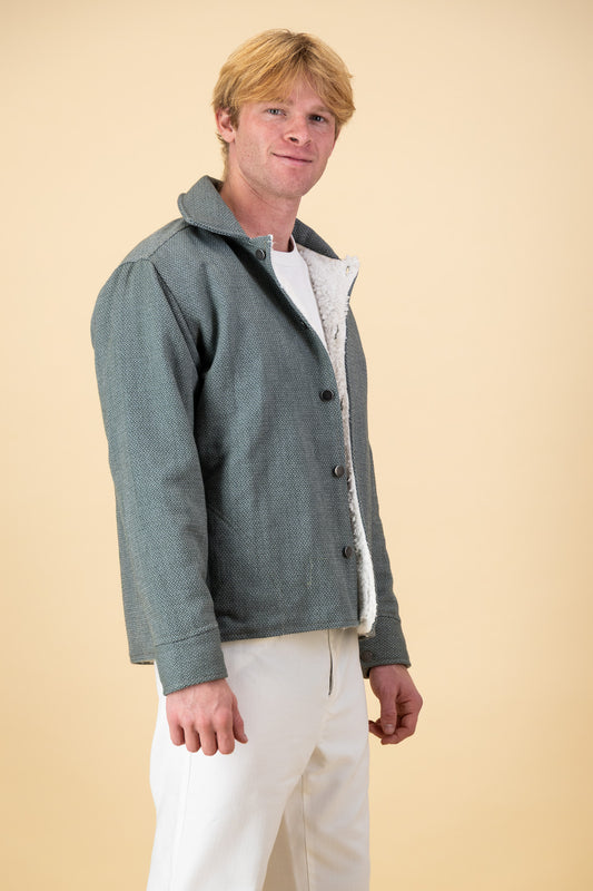 Shacket Cotton Forest Green Tweed