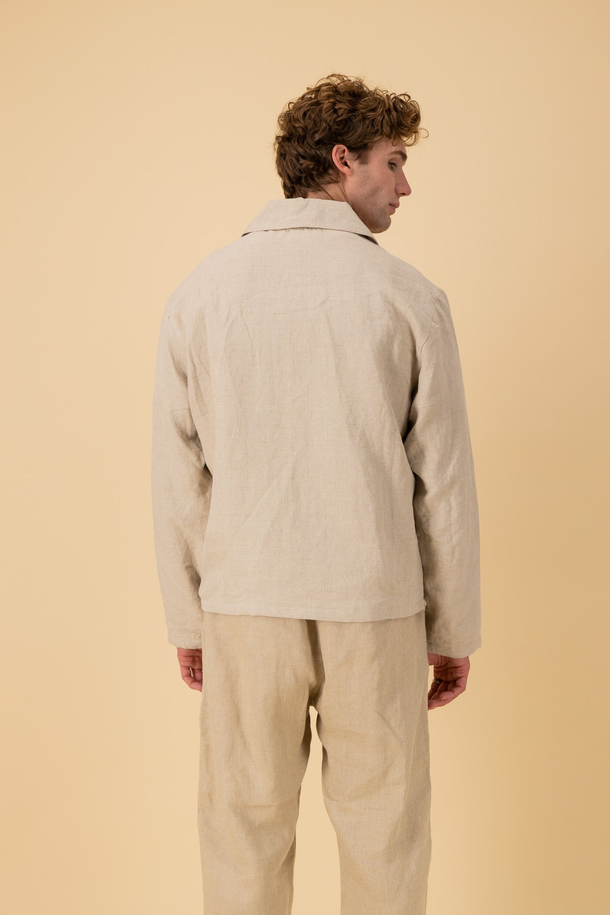 Harrington 100% Linen Twill Clay, back view