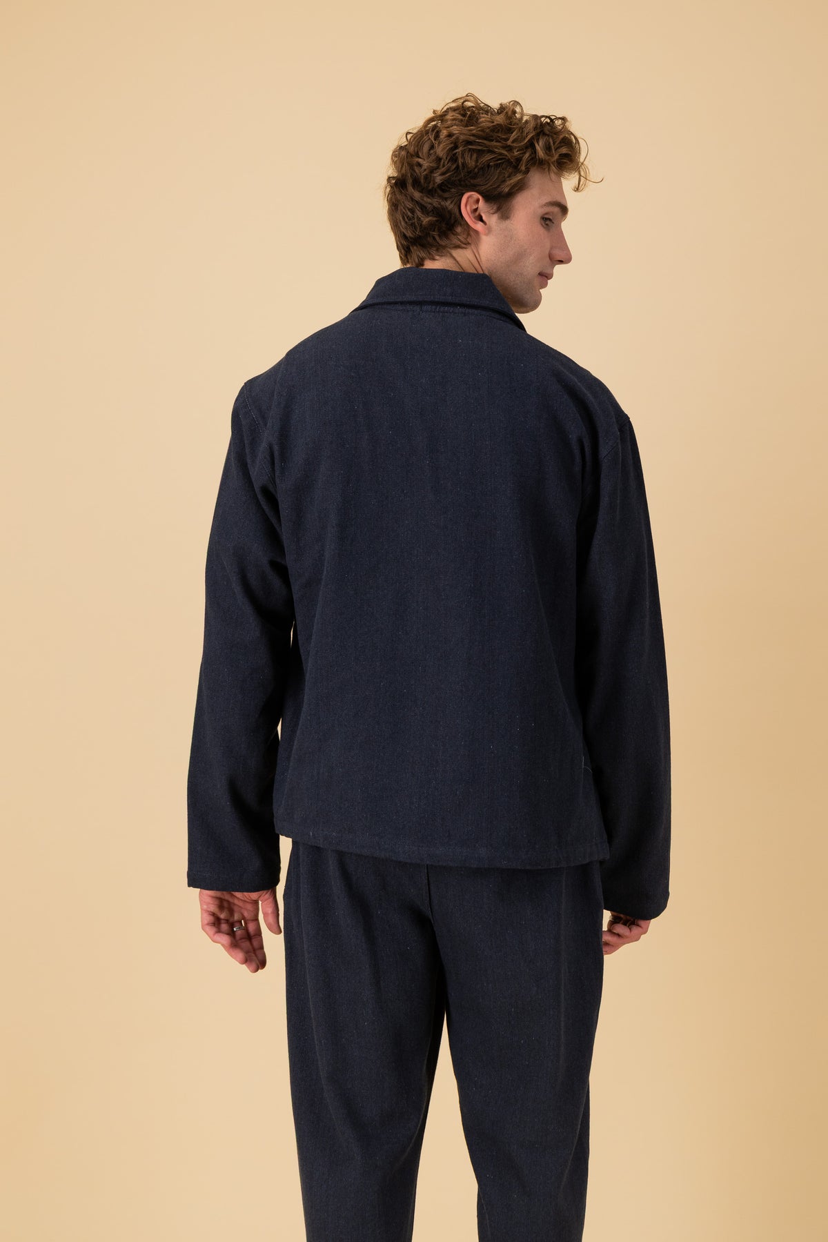 Harrington Cotton Dark Denim, back view