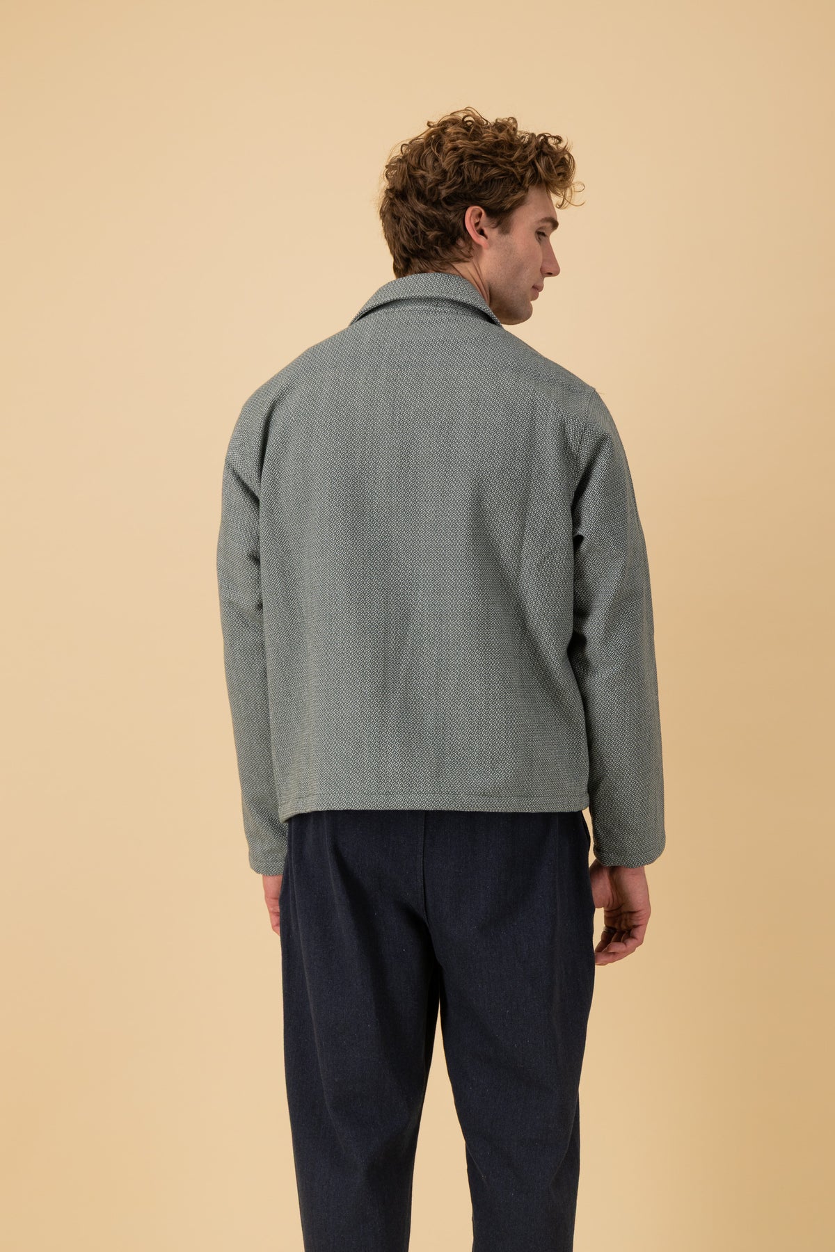 Harrington Cotton Dobby Fern Green, back view