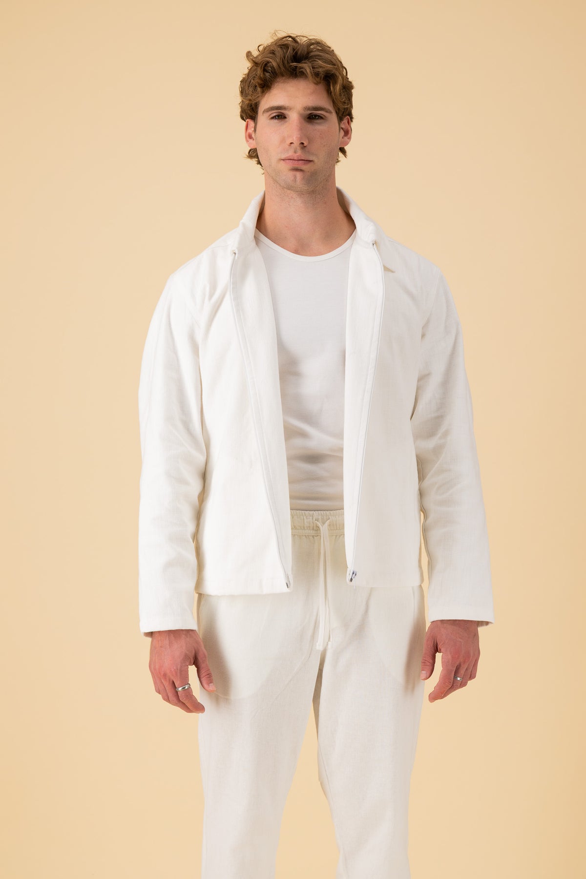Harrington Cotton HW Slub Off-White, front view