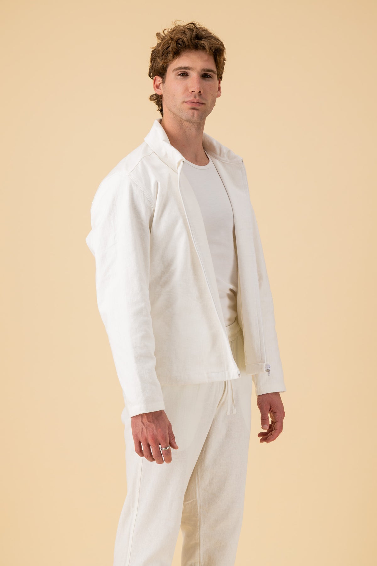 Harrington Cotton HW Slub Off-White, side view