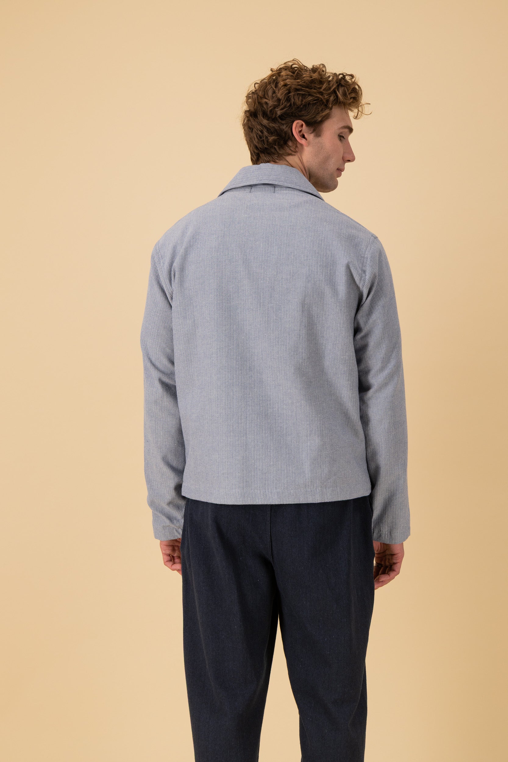 Harrington Denim Herringbone Light Blue, back view