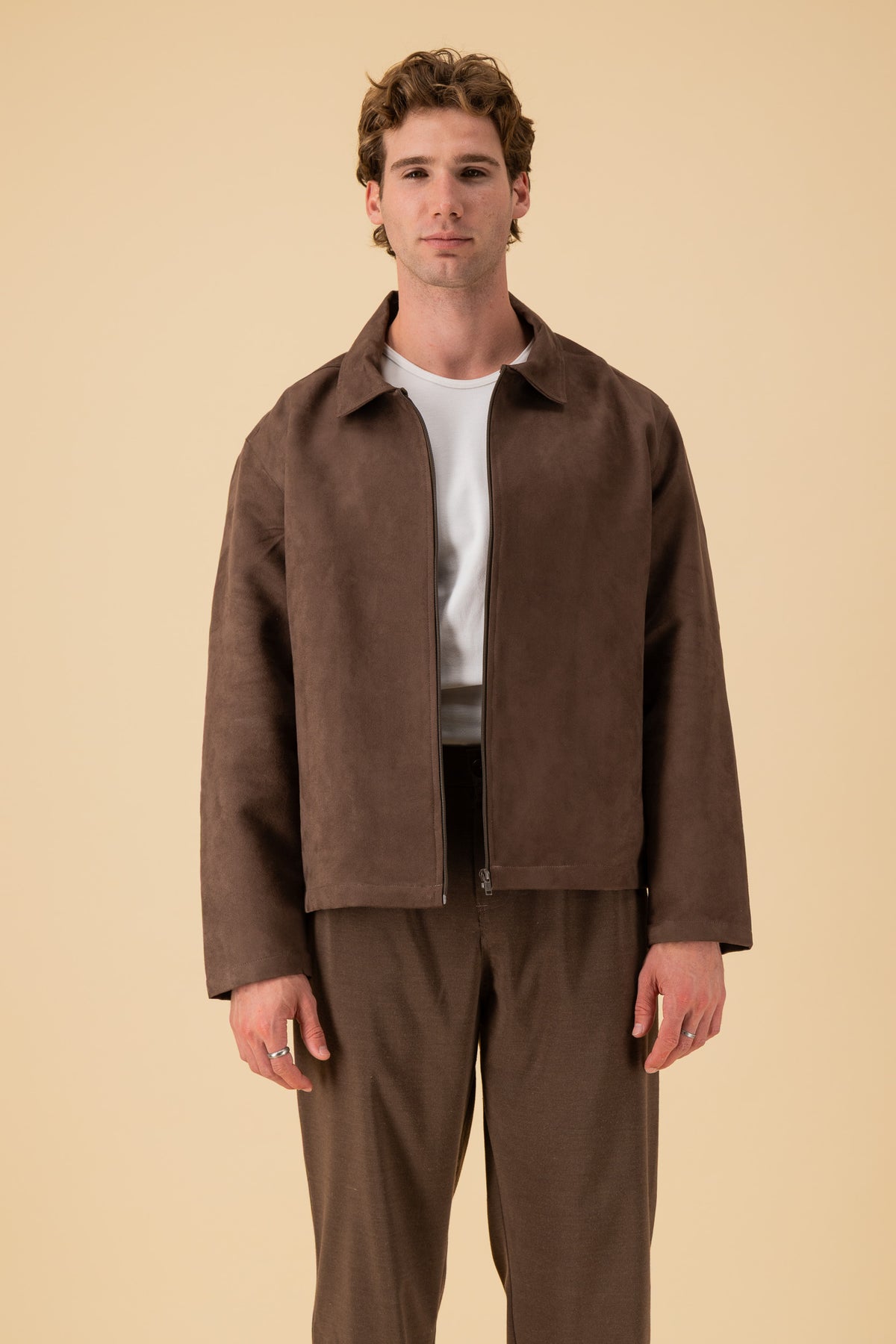 Harrington Faux Suede Chocolate, front view
