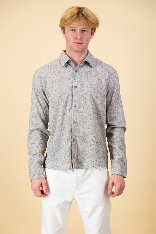 Indian Cotton Voille LS Shirt Grey Marle