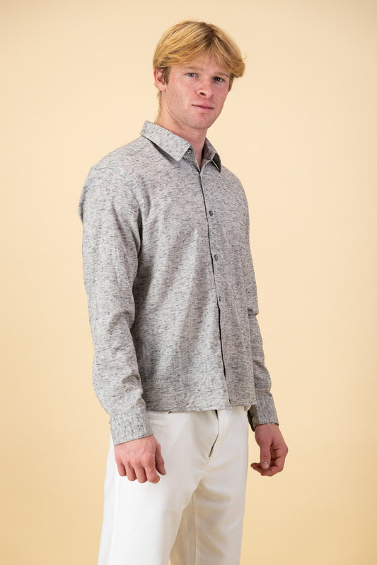 Indian Cotton Voille LS Shirt Grey Marle