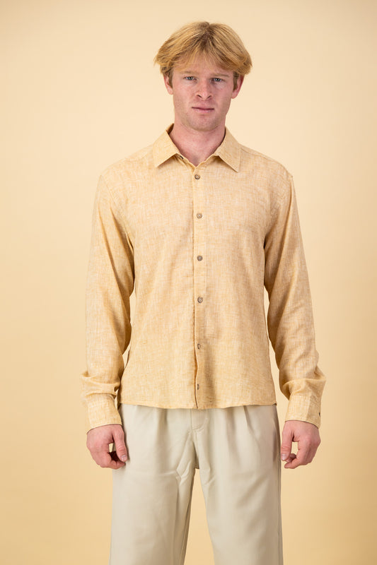 Indian Cotton Voille LS Shirt Mustard Marle