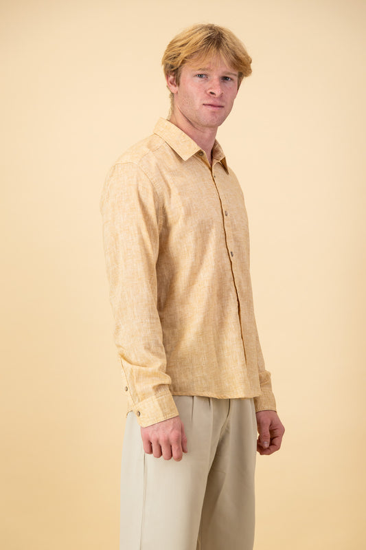 Indian Cotton Voille LS Shirt Mustard Marle