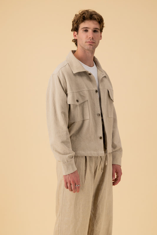 Jeans Jacket 100% Linen HW Natural, side view