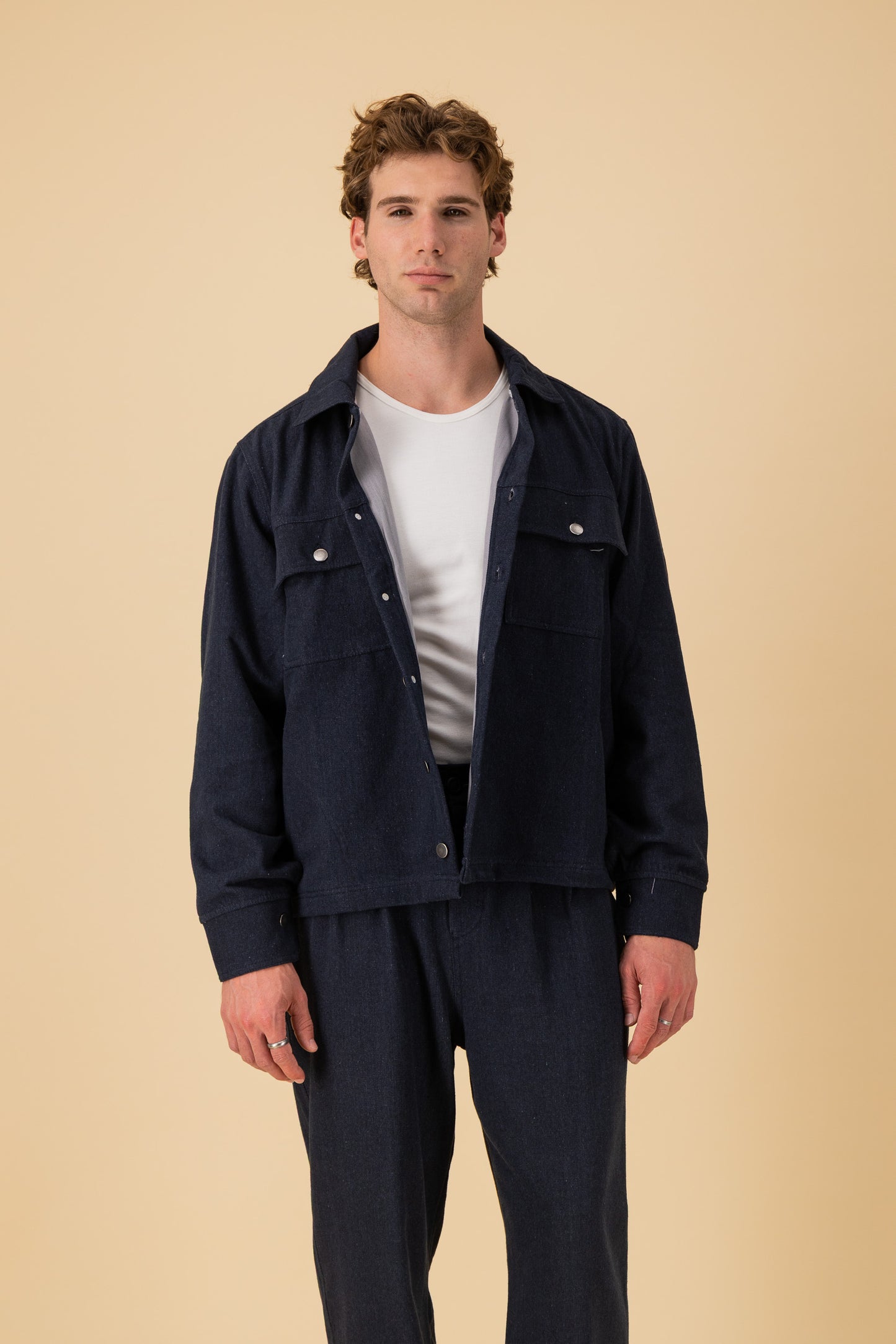 Jeans Jacket Cotton Dark Denim, front view