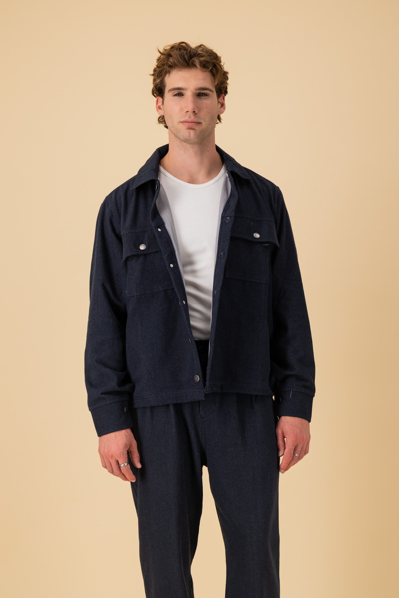 Jeans Jacket Cotton Dark Denim, front view