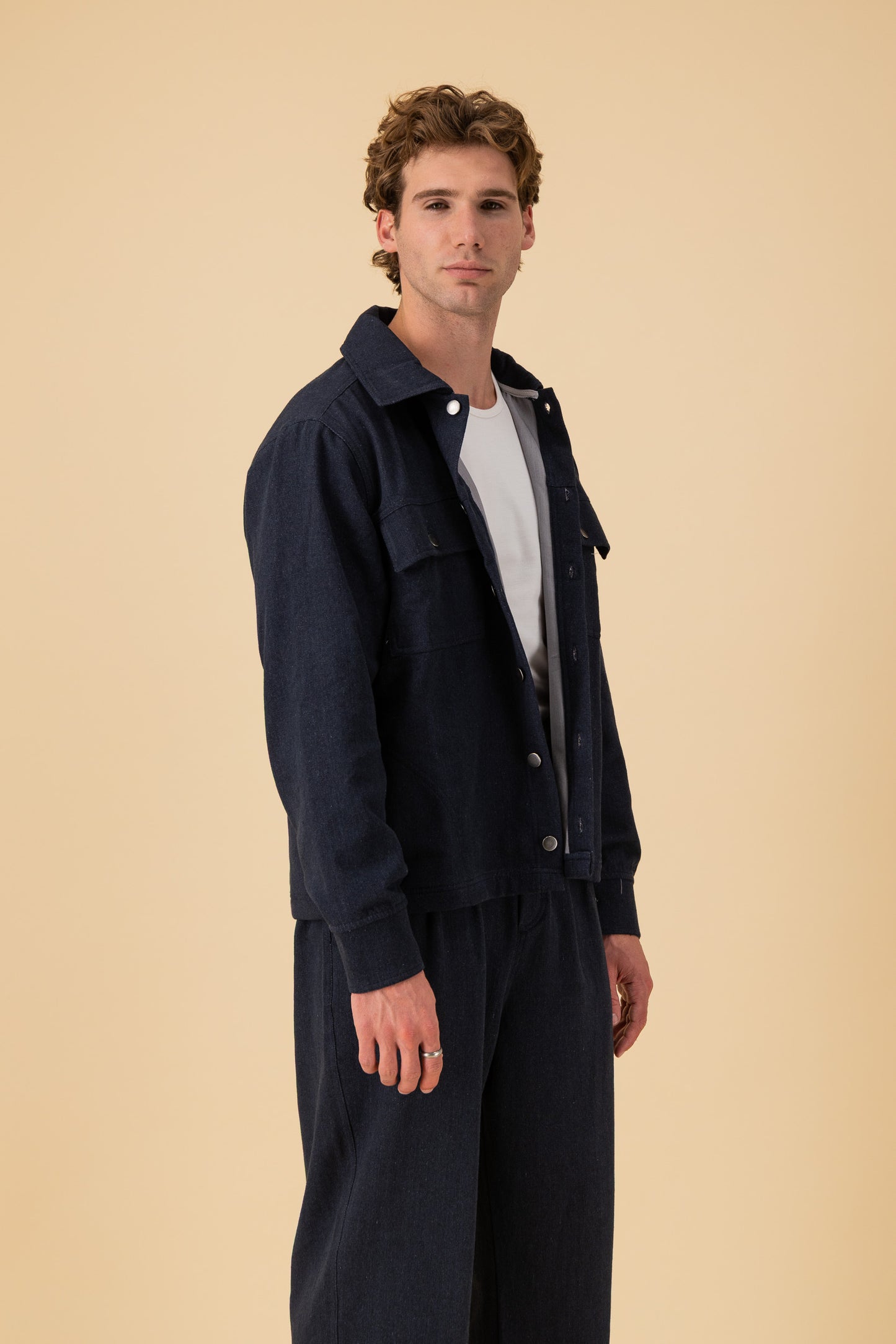 Jeans Jacket Cotton Dark Denim, side view