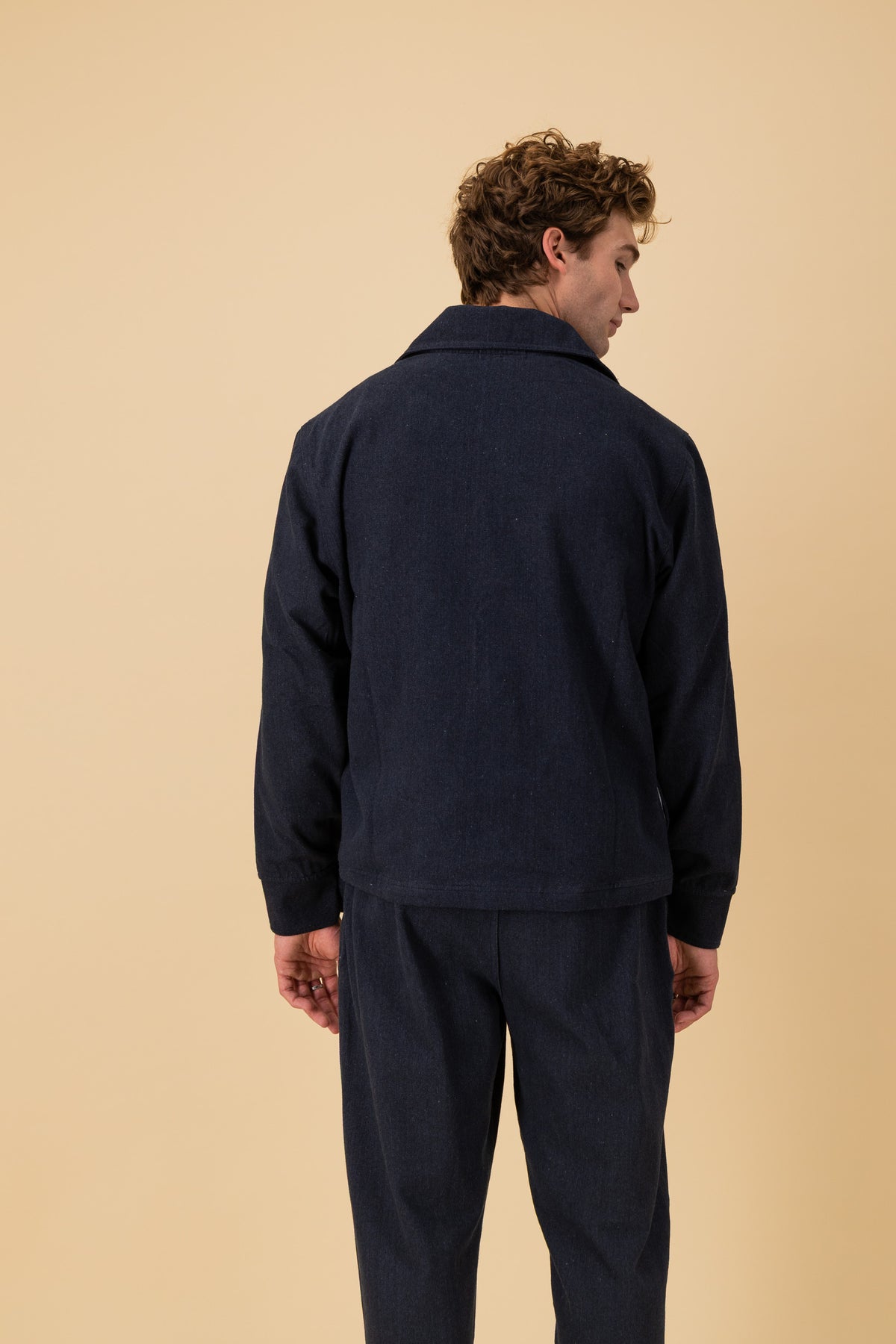 Jeans Jacket Cotton Dark Denim, back view