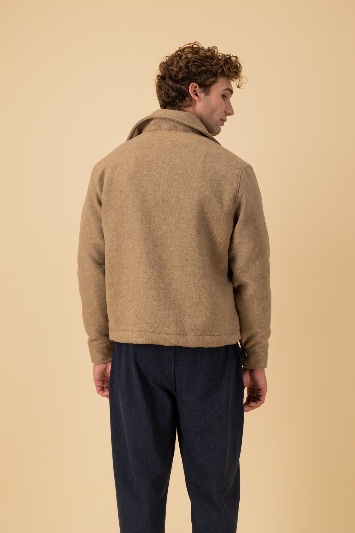 Jeans Jacket Wool Blend Melton Caramel, back view