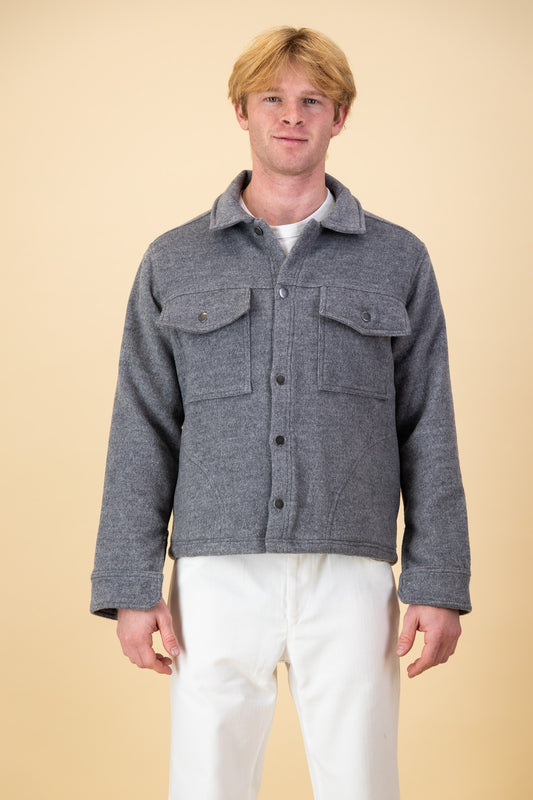 Jean Jacket Knitted Melton Mid Grey