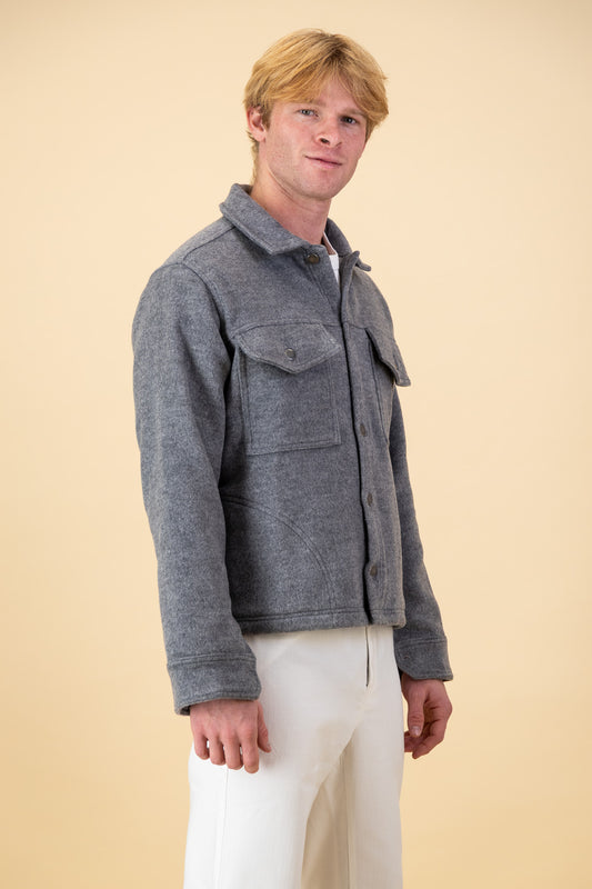 Jean Jacket Knitted Melton Mid Grey