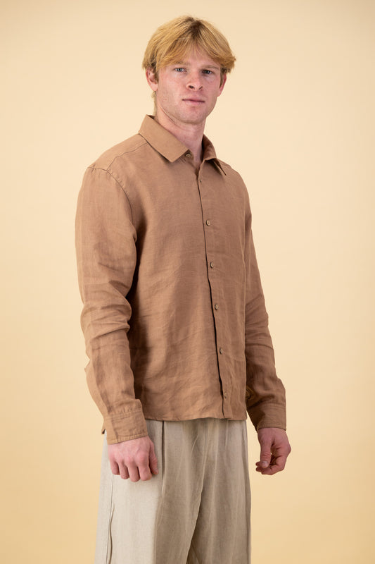Linen LS Shirt Mocha