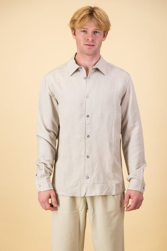 Linen Viscose LS Shirt Sahara