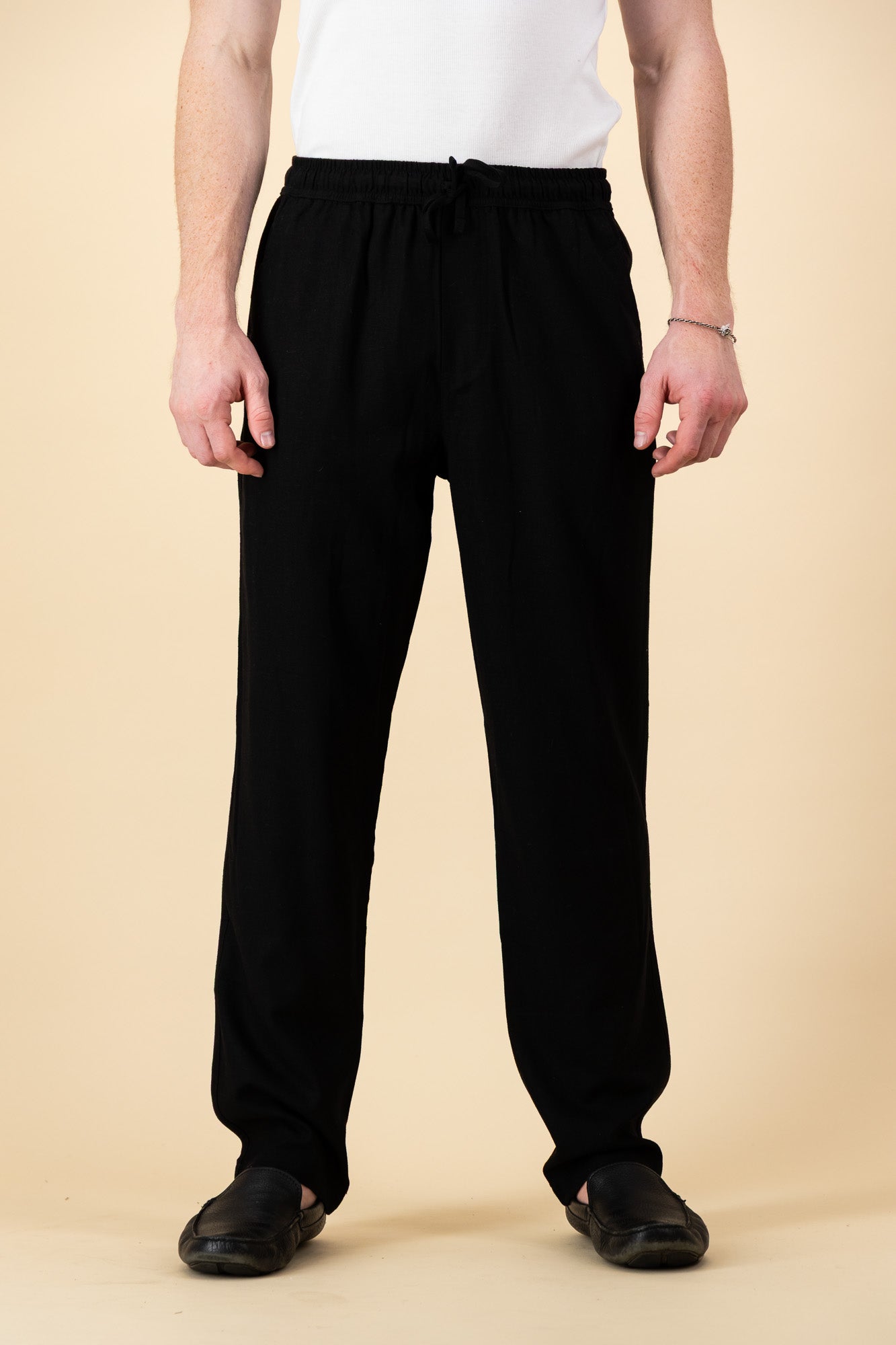 Linen Viscose Comfort Pants Black