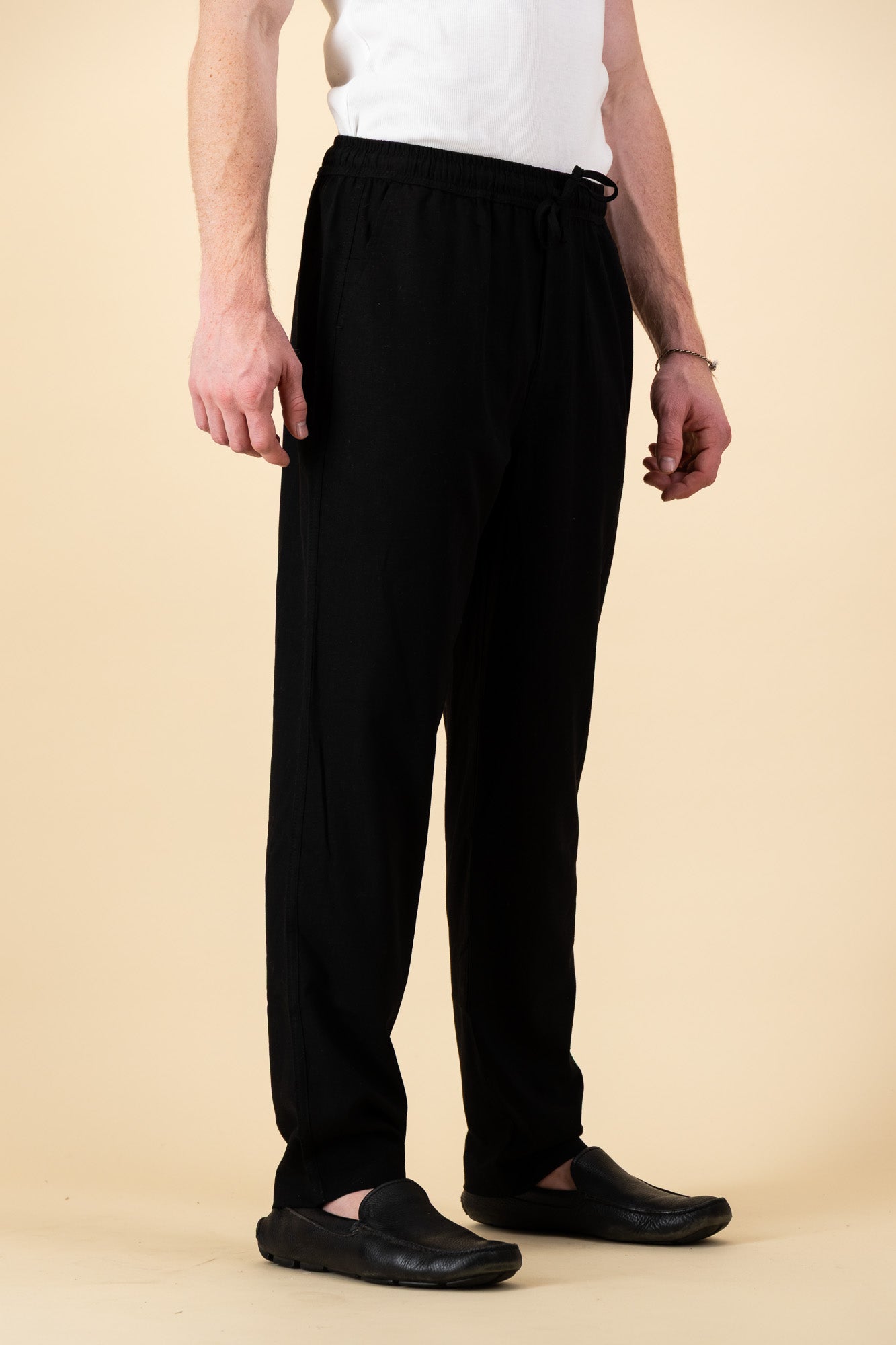 Linen Viscose Comfort Pants Black